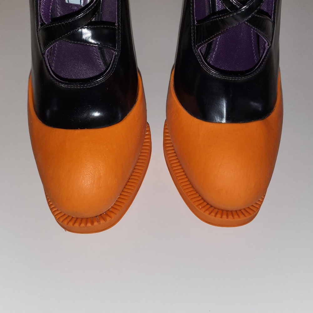 SOLD PRADA RUNWAY 2012 Orange leather & Rubber Mary Jane Heels FINAL PRICE 🧡 - Picture 10 of 16